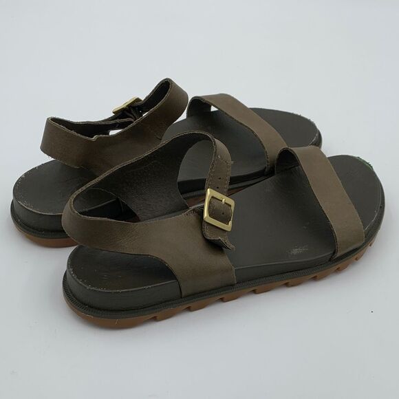 Sorel Roaming Decon olive green leather strap sandals Womans size 9 - Picture 5 of 11